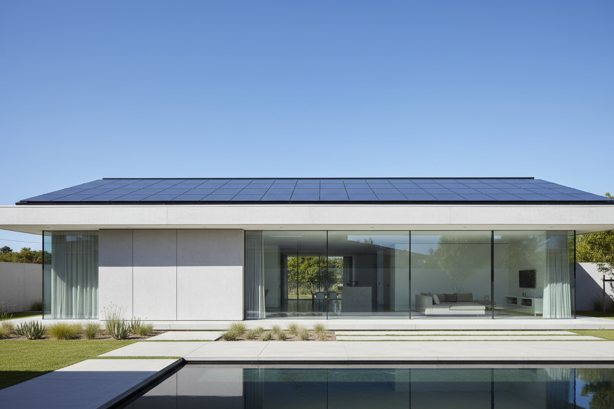 太陽光発電がついているモダンな家